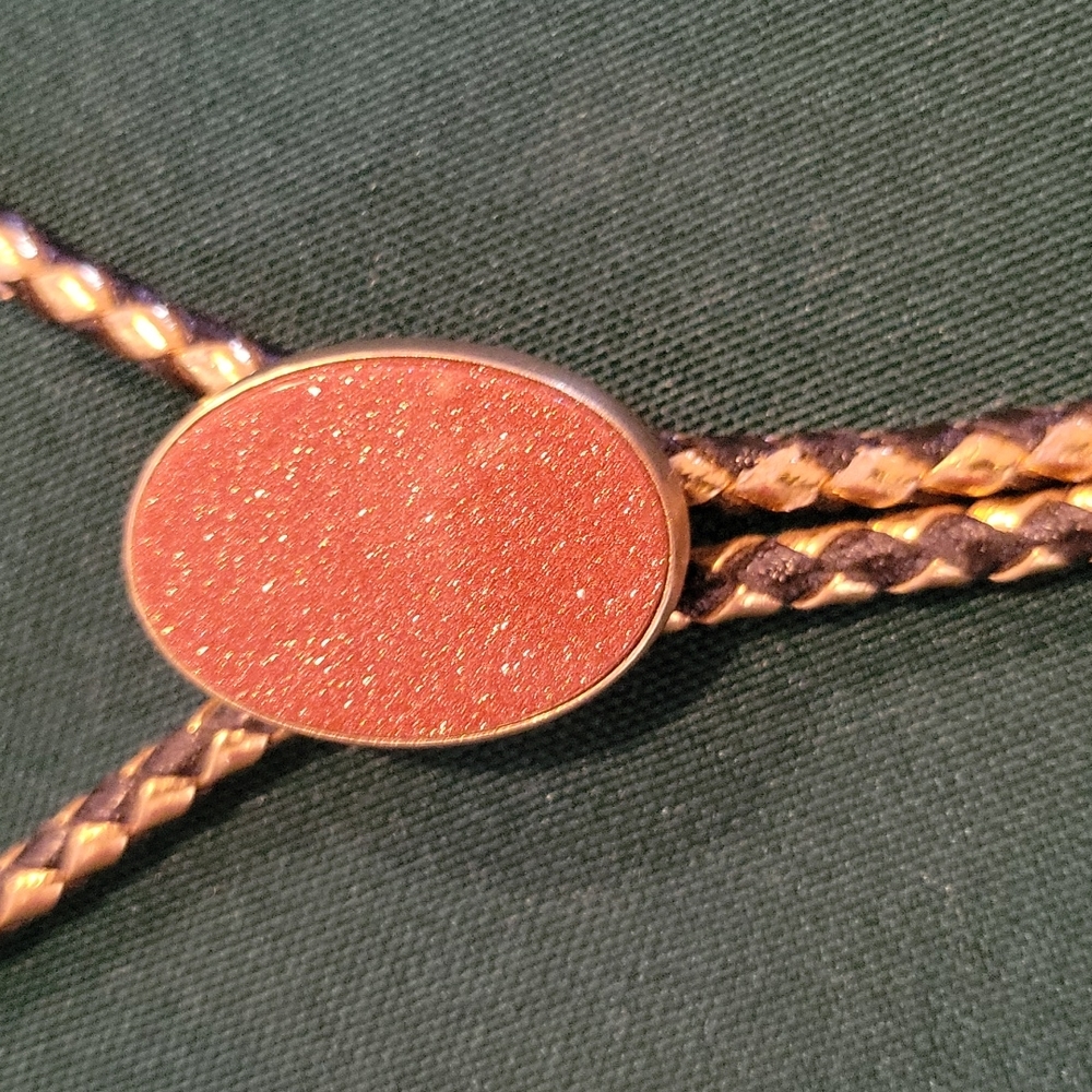 Vintage Goldstone Bolo Tie Rockabilly Western  Rodeo